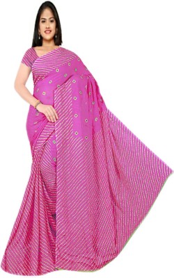 RAJASTHANI BANDEJ Printed Bandhani Crepe Saree(Multicolor)