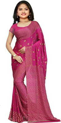 RAJASTHANI BANDEJ Printed Bandhani Crepe Saree(Multicolor)