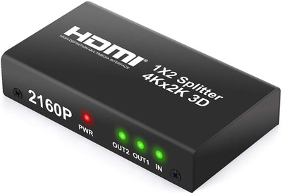 

Microware 2160P 4Kx2K 2 Way HDMI Splitter HD Hub Smart Splitter Box HDMI Splitters 1 in 2 out 3D Active Amplifier Switcher for HDTV PC SKY Box Projector PS2 PS3 PS4 XBox360 Blu-ray DVD Media Streaming Device(Black)