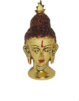 KridayKraft Prince Antique Buddha Head Religious Gifts Metal Statue Idol Idols for Home Decor Decorative Showpiece  -  16 cm(Aluminium, Gold)