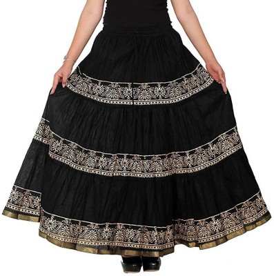 DIAMO Self Design Women Straight Black Skirt