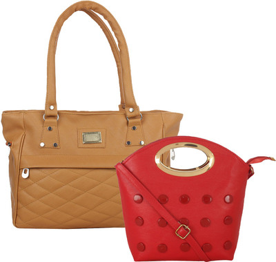 

Fillin Cart Women Casual, Evening/Party Brown, Red PU Hand-held Bag