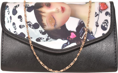 

site teccho Women Evening/Party Black PU Sling Bag