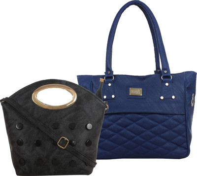 

Fillin Cart Women Casual, Evening/Party Blue, Black PU Hand-held Bag, Black;blue