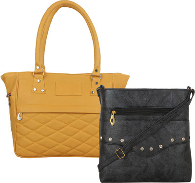 

Fillin Cart Women Casual, Evening/Party Beige, Black PU Sling Bag