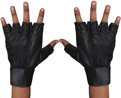 

Ishaya Stores LEATHER GYM GLOVE Gym & Fitness Gloves (, Black