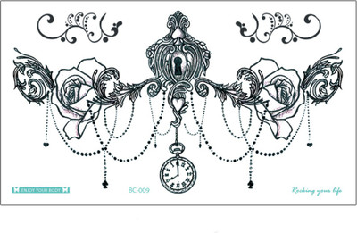 Savii Lower Back And Breast Black Lace Key Hole Tattoo Design(Lower Back And Breast Black Lace Key Hole Tattoo Design)