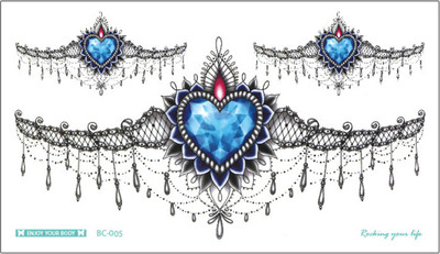 

Savii Lower Back And Breast Colorful Lace Blue Heart Diamond Tattoo Design(Lower Back And Breast Colorful Lace Blue Heart Diamond Tattoo Design)