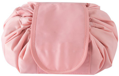 

House of Quirk Lazy Cosmetic Bag Drawstring Travel Makeup Bag Pouch Multifunction Storage Portable Toiletry Bags Travel Toiletry Kit(Pink)