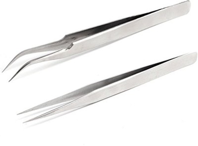 

WOWSOME Set of 2 Stainless Steel Straight & Curved Non Magnetic Tweezers use for Dental/mobile/gadget/laptop repair and jewellery repair