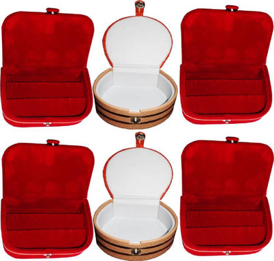

Shivanshshine Pack Of 6Pc Ring Box,Earring Box Bangle Box Jewellery Storage Vanity Box(Multicolor, Red)