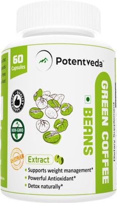 

Potentveda Green Coffee Beans extract (50% GCA) 60 capsules weight loss for men & Women(60 No)