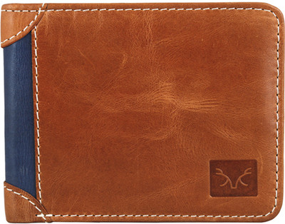 

Toughstance Men Tan Genuine Leather Wallet(4 Card Slots), Tan-blue