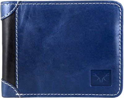 HUNTSMAN Men Blue Genuine Leather Wallet(4 Card Slots)