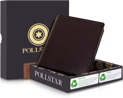 

POLLSTAR Men Brown Genuine Leather Wallet(9 Card Slots)