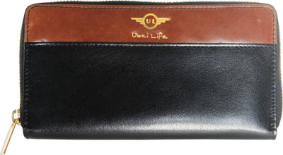

Ubai Lifa Women Black Genuine Leather Wallet(12 Card Slots)