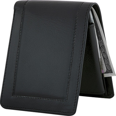 

POLLSTAR Men Black Genuine Leather Wallet(3 Card Slots)