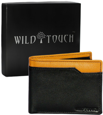

WildTouch Men Black, Tan Genuine Leather Wallet(7 Card Slots)