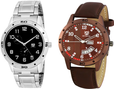

OM Collection Analog Men's and Boys 2 Pcs Black and Brown Watches Combo-SKT24 SK Watch - For Boys