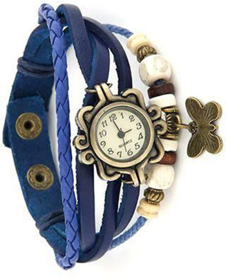 

Mettle Fancy Purple Leather Hand Knit Vintage Watches Dress bracelet Women Girls Ladies clover Pendant Retro.1801-PLE004 Watch - For Girls