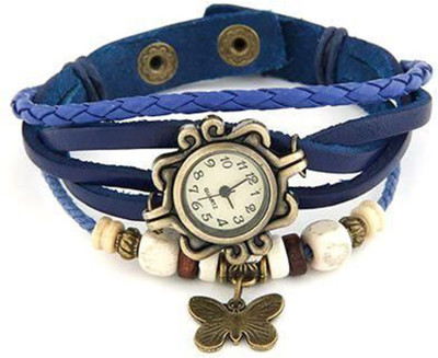 

Mettle Fancy Purple Leather Hand Knit Vintage Watches Dress bracelet Women Girls Ladies clover Pendant Retro.1801-PLE001 Watch - For Girls