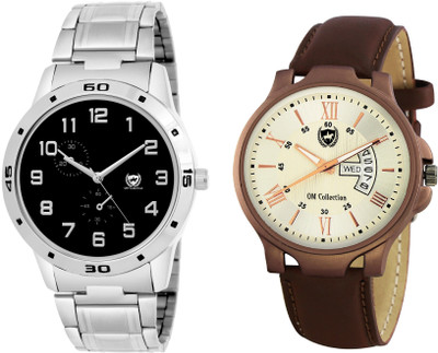 

OM Collection Analog Men's 2 Pcs black and white Watches Combo-SKT21 S Watch - For Men
