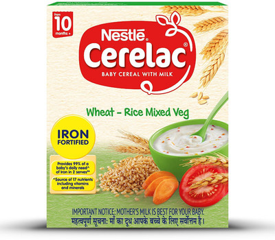 

Nestle Cerelac Fortified Baby Cereal with Milk, Wheat-Rice Mixed Veg – From 10 Months, 300g Pack Cereal(300 g, 10+ Months)