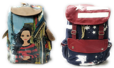 

CSM Backpack For Girls With Colorful Prints - Combo Of Two 3 L Backpack(Multicolor), Multi