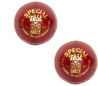 

CW Pack of 2 Special Test Red Leather Made 4 Cut Piece Cricket Ball Entirely Hand Stitched 5.5oz 25 Overs Ideal For Club Matches & Practice MCC Regulation Approved Cricket Leather Ball(Pack of 2, Red)