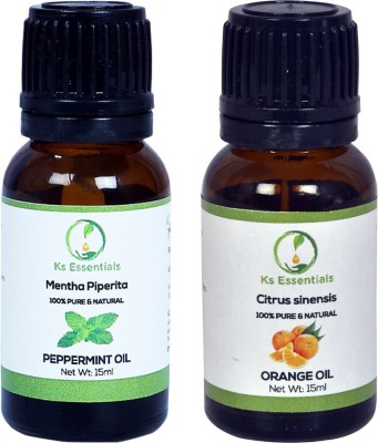 Ks Essentials Peppermint Oil & Orange Oil Combo Pack (15 ml) Each(15 ml)