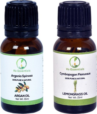 Ks Essentials Argan Oil & Lemongrass Oil Combo Pack (15 ml) Each(15 ml)