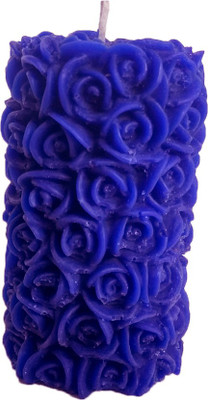 Shraddha Creation Designer Rose pillar lily Candle(Blue, Pack of 1)