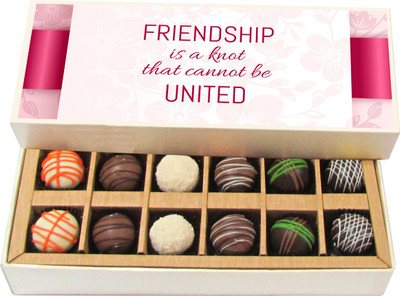

Chocholik Friendship Gift - Your Friendship to Me Means a Lot to Me - Dark, Milk, White Chocolate Truffles - 12pc Truffles(180 g)