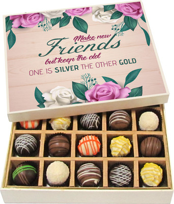 

Chocholik Friendship Gift - A Good Friend Will Laugh at the Things You're Saying - Dark, Milk, White Chocolate Truffles - 20pc Truffles(300 g)