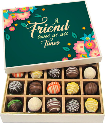 

Chocholik Friendship Gift - A True Friend Is the Best Possession - Dark, Milk, White Chocolate Truffles - 20pc Truffles(300 g)
