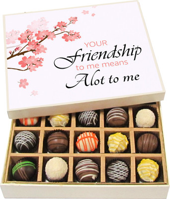 

Chocholik Friendship Gift - My Best Friend Is the One Who Brings Out the - Dark, Milk, White Chocolate Truffles - 20pc Truffles(300 g)