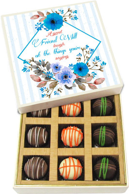 

Chocholik Friendship Gift - A Good Friend Will Laugh at the Things You're Saying - Dark, Milk, White Chocolate Truffles - 9pc Truffles(135 g)