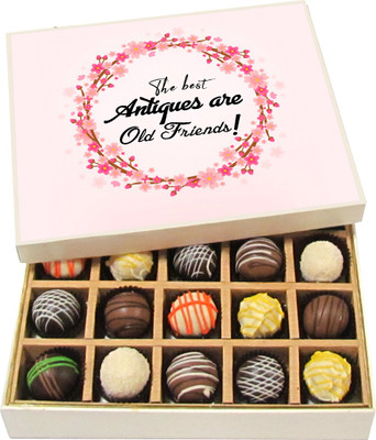 

Chocholik Friendship Gift - The Best Antiques Are Old Friends! - Dark, Milk, White Chocolate Truffles - 20pc Truffles(300 g)