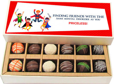 

Chocholik Friendship Gift - Friendship Warms the Soul - Dark, Milk, White Chocolate Truffles - 12pc Truffles(180 g)
