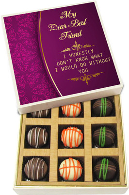 

Chocholik Friendship Gift - My Dear Best Friend I Honestly Don't Know What - Dark, Milk, White Chocolate Truffles - 9pc Truffles(135 g)