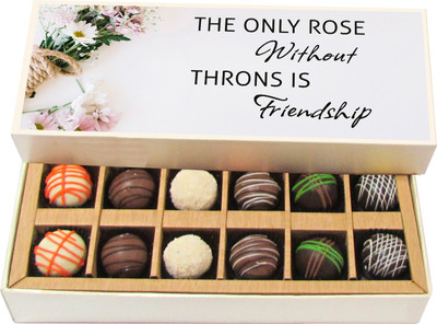 

Chocholik Friendship Gift - You've Been Kind Love You Are My Friend - Dark, Milk, White Chocolate Truffles - 12pc Truffles(180 g)