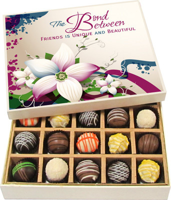 

Chocholik Friendship Gift - Finding Friends With the Same Mental - Dark, Milk, White Chocolate Truffles - 20pc Truffles(300 g)
