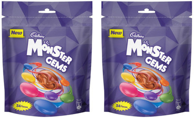 

Cadbury Monster Gems Chocolate Home Pack, 102.6 gm (Pack of 2) Truffles(Pack of 2, 205.2 g)