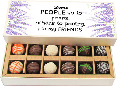 

Chocholik Friendship Gift - A Good Friend Will Laugh at the Thing You're Saying - Dark, Milk, White Chocolate Truffles - 12pc Truffles(180 g)