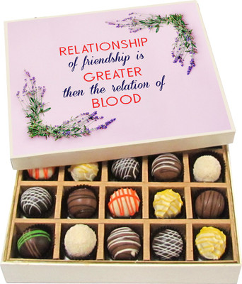 

Chocholik Friendship Gift - True Friends Are Like Pearls Rare and Precious! - Dark, Milk, White Chocolate Truffles - 20pc Truffles(300 g)