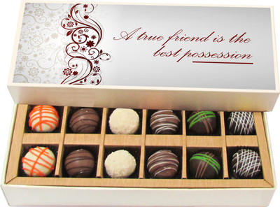 

Chocholik Friendship Gift - A Bestie Loves at All Times - Dark, Milk, White Chocolate Truffles - 12pc Truffles(180 g)