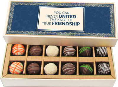 

Chocholik Friendship Gift - A Friend Is One of the Nicest Things - Dark, Milk, White Chocolate Truffles - 12pc Truffles(180 g)