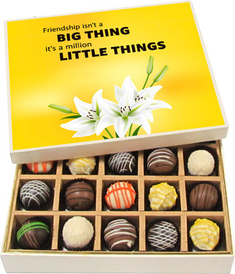 

Chocholik Friendship Gift - Friend, You Are the Rarest and Most Valuable Gem in My Life - Dark, Milk, White Chocolate Truffles - 20pc Truffles(300 g)