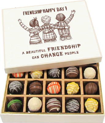 

Chocholik Friendship Gift - Friends Will Not Let You Down - Dark, Milk, White Chocolate Truffles - 12pc Truffles(180 g)