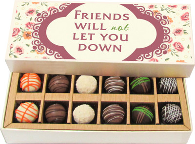 

Chocholik Friendship Gift - Some People Go to Priests, Others to Poetry, I to My Friends - Dark, Milk, White Chocolate Truffles - 12pc Truffles(180 g)